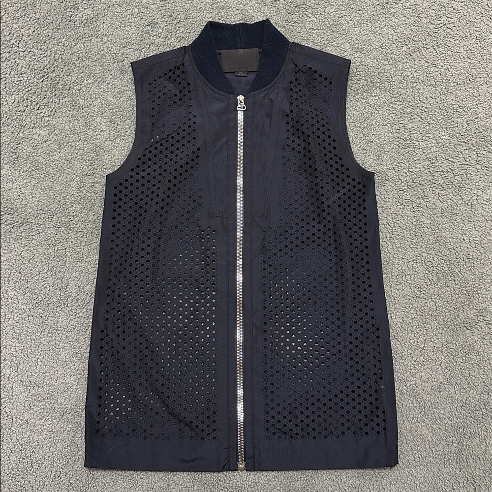 ALEXANDER WANG Dark Navy Perforated Zip Up Vest